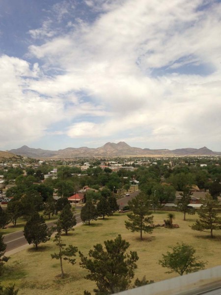 Studying with a view. Inside the Sul Ross Library.